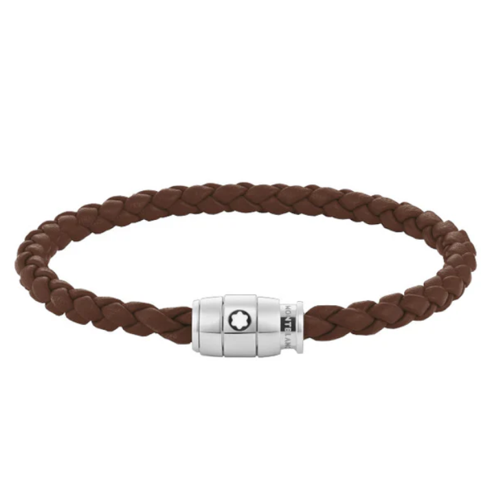 Bracciale largo Montblanc in morbida pelle blu d'Avio