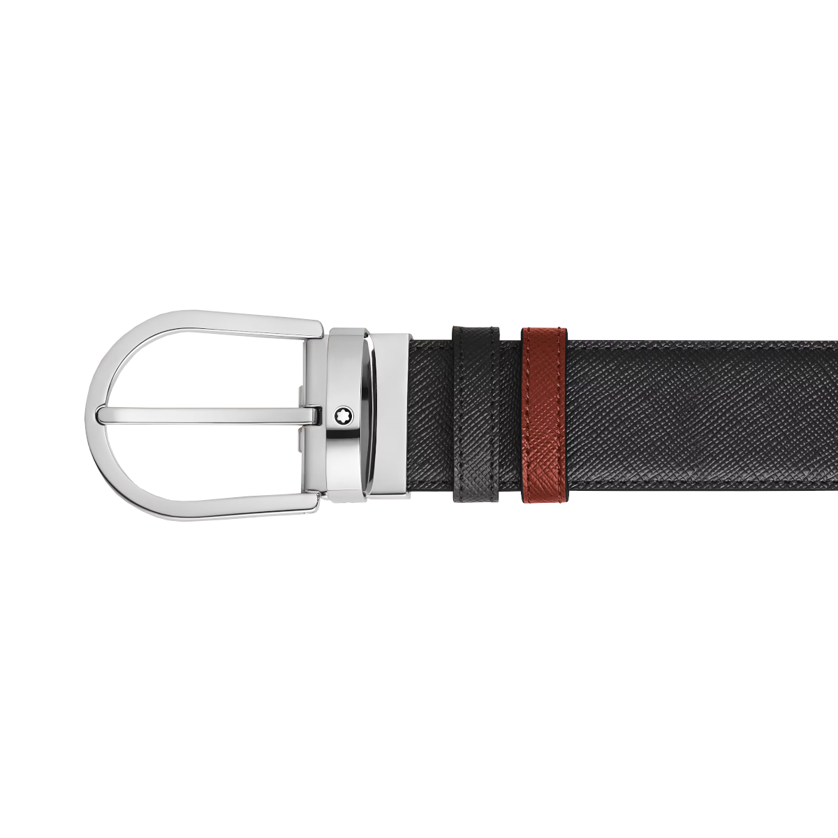Montblanc 35 mm reversible horseshoe motif belt in ebony leather Sartorial