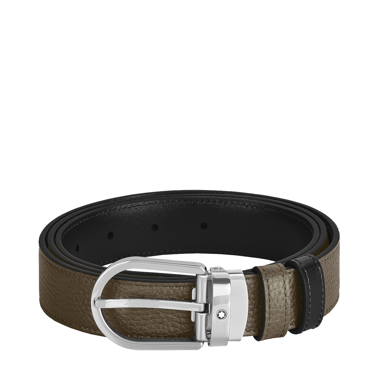 Cintura reversibile Horseshoe 30 mm Montblanc granulata verde