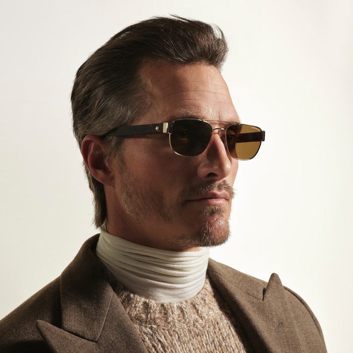 Montblanc Rectangular Sunglasses with Gold Metal Frame