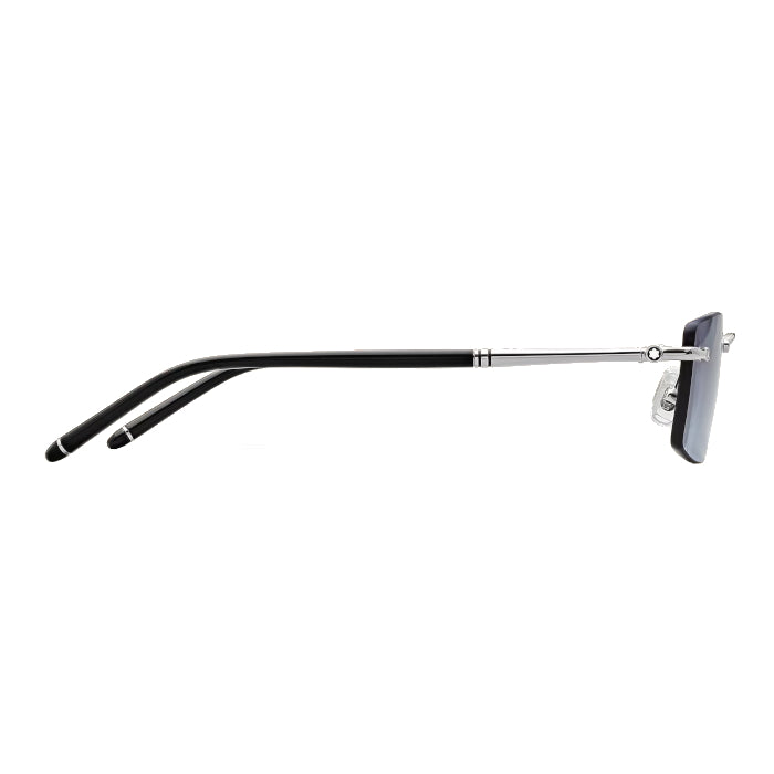 Rectangular Montblanc sunglasses with silver metallic frame