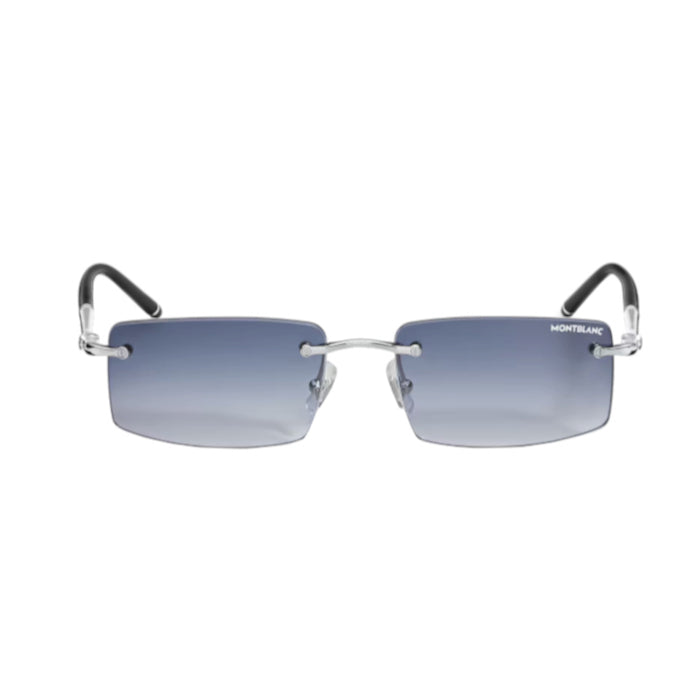 Rectangular Montblanc sunglasses with silver metallic frame