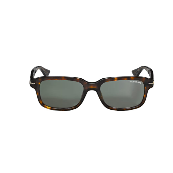 Rectangular Montblanc sunglasses with havana acetate frame