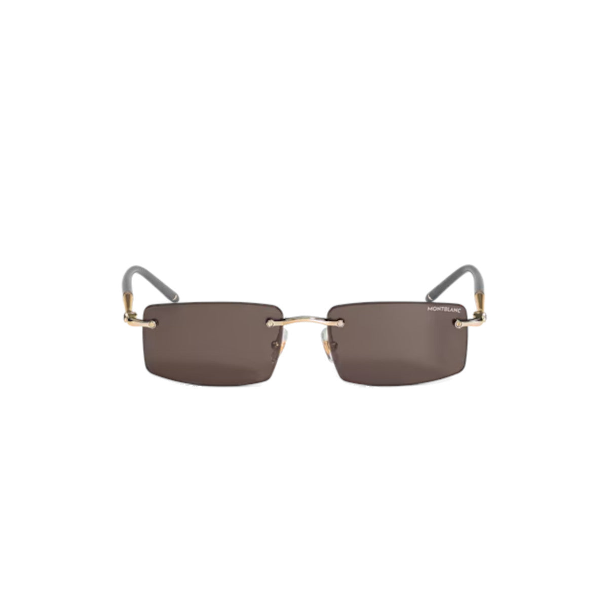 Rectangular sunglasses with gold metal frame