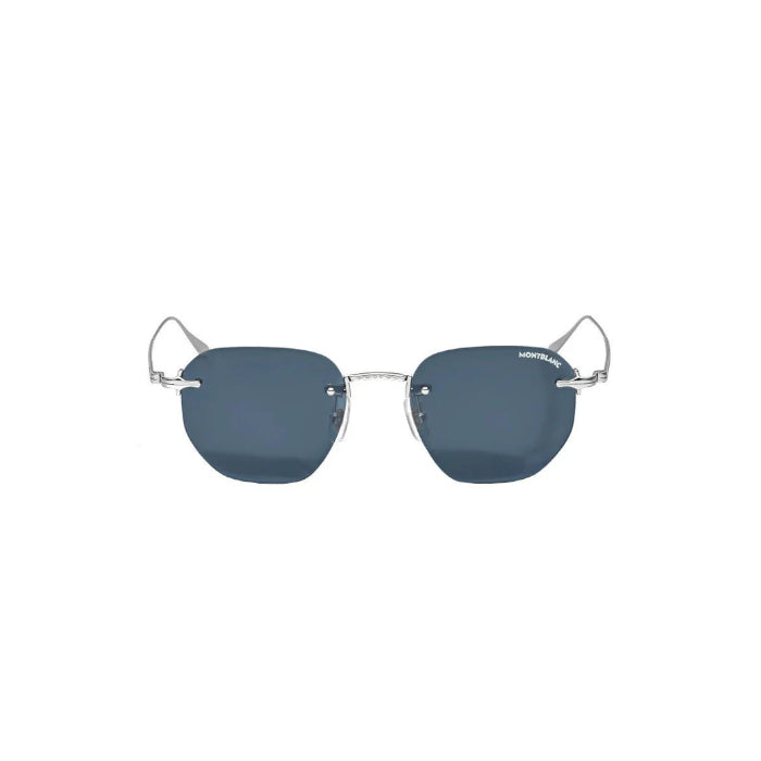 Round sunglasses with silver metallic frame