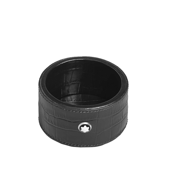 Montblanc small round desk tray in crocodile-embossed leather
