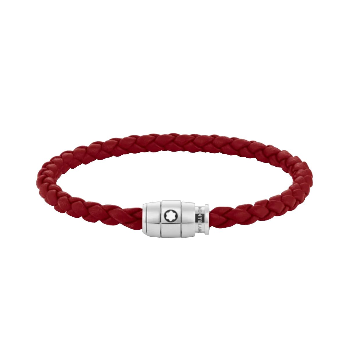 Bracelet hommeMontblancBracelet à 3 anneaux de la collection Montblanc Meisterstück en acier et en cuir rouge de FalunS