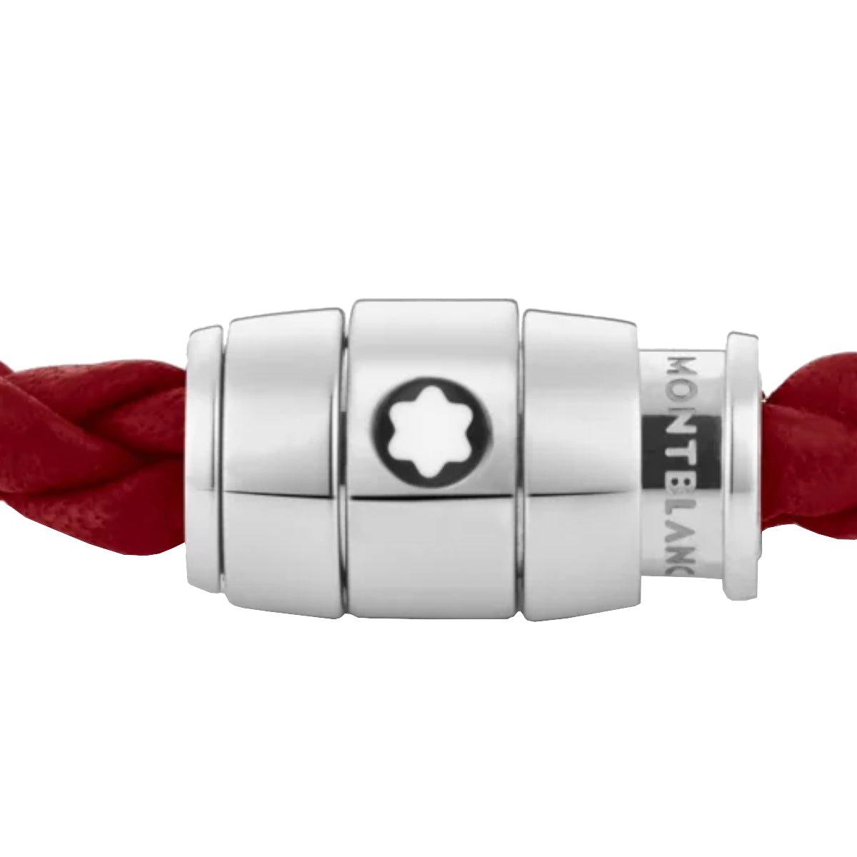 Bracelet hommeMontblancBracelet à 3 anneaux de la collection Montblanc Meisterstück en acier et en cuir rouge de FalunS