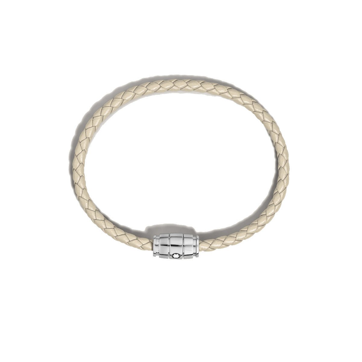 Bracelet hommeMontblancBracelet acier 3 anneaux Collection Meisterstück en cuir beige nuageS