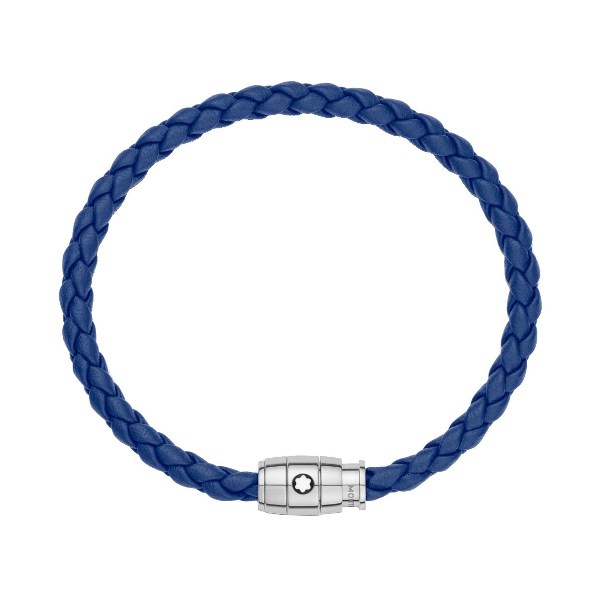 Bracelet hommeMontblancBracelet en acier et cuir bleu avec fermeture à 3 anneauxS