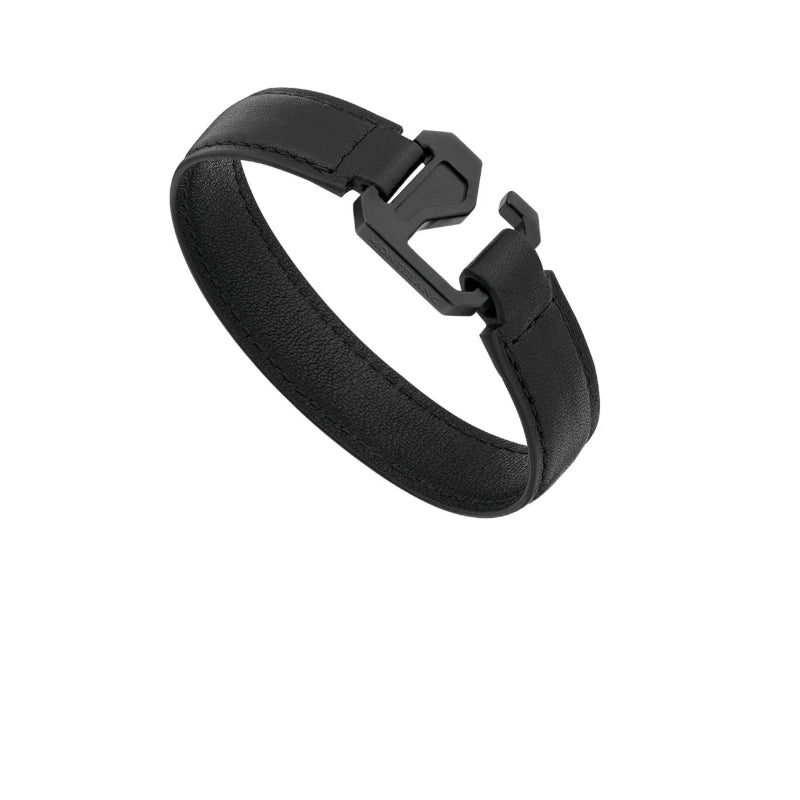 Bracelet hommeMontblancBracelet homme en cuir noir avec fermoir en PVD noirS