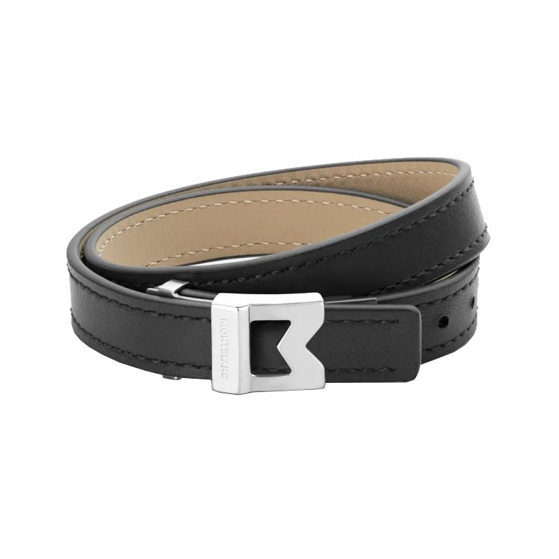 Bracelet hommeMontblancBracelet Montblanc M logo en cuir noir, taille ajustable