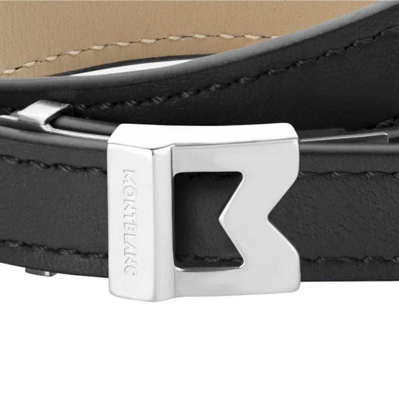 Bracelet hommeMontblancBracelet Montblanc M logo en cuir noir, taille ajustable
