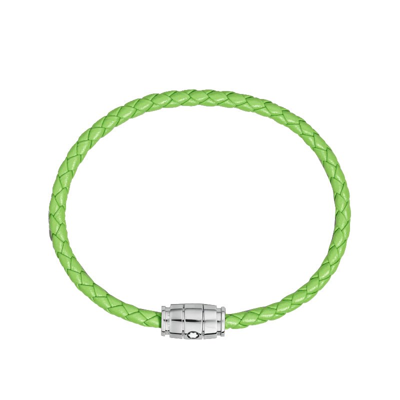 Bracelet hommeMontblancBracelet Montblanc Meisterstück en acier 3 anneaux en cuir vert citronS