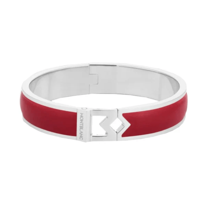MONTBLANC M61026 メンズ ブレスレットM Logo Montblanc M logo bracelet in steel and red leather