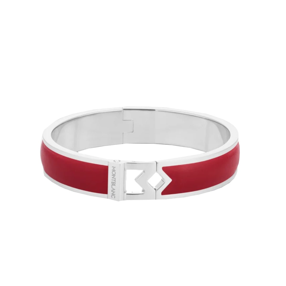 Bracelet hommeMontblancJonc Montblanc M logo en acier et cuir rouge