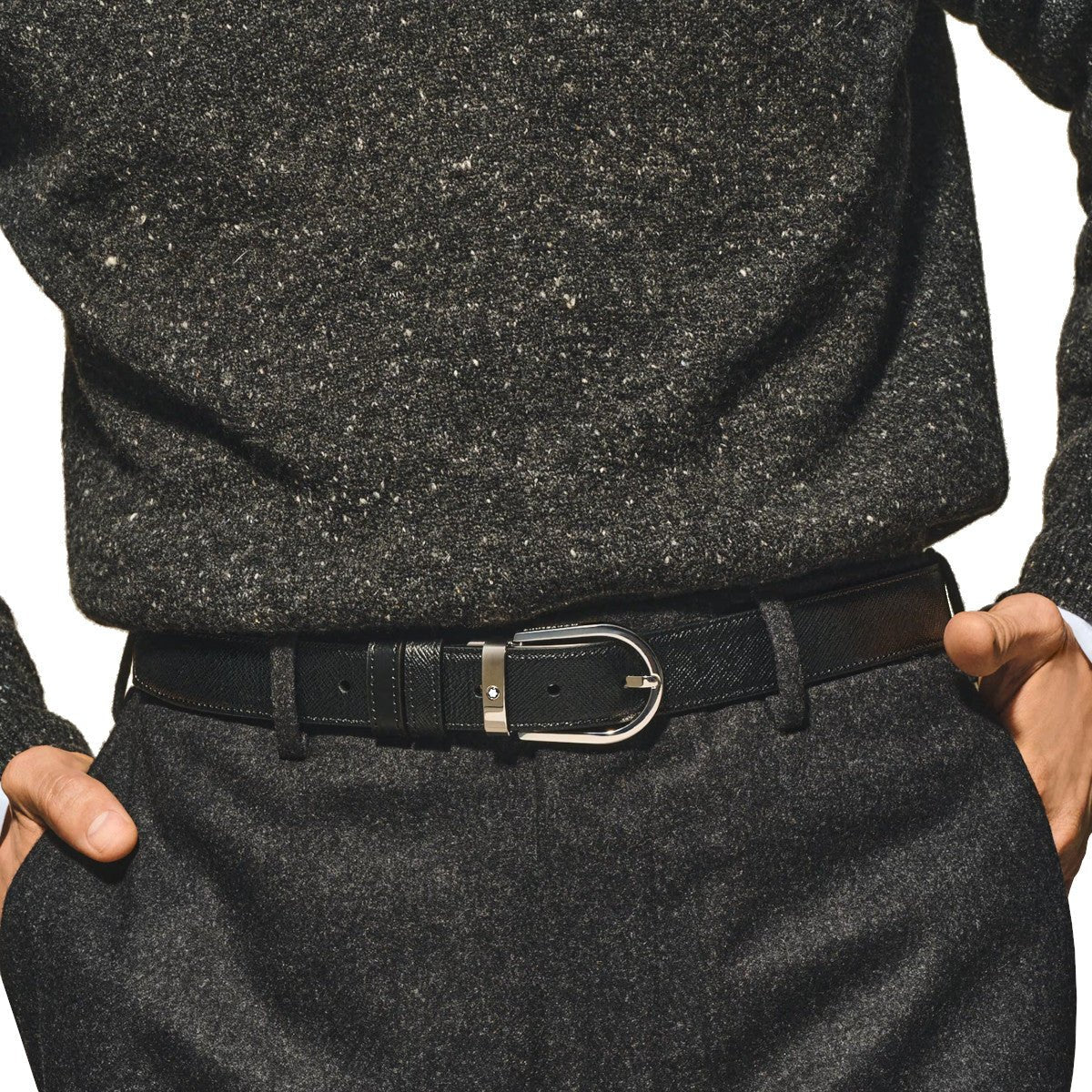 Ceinture hommeMontblancCeinture Réversible Horseshoe 30 mm Montblanc Sartorial Noir