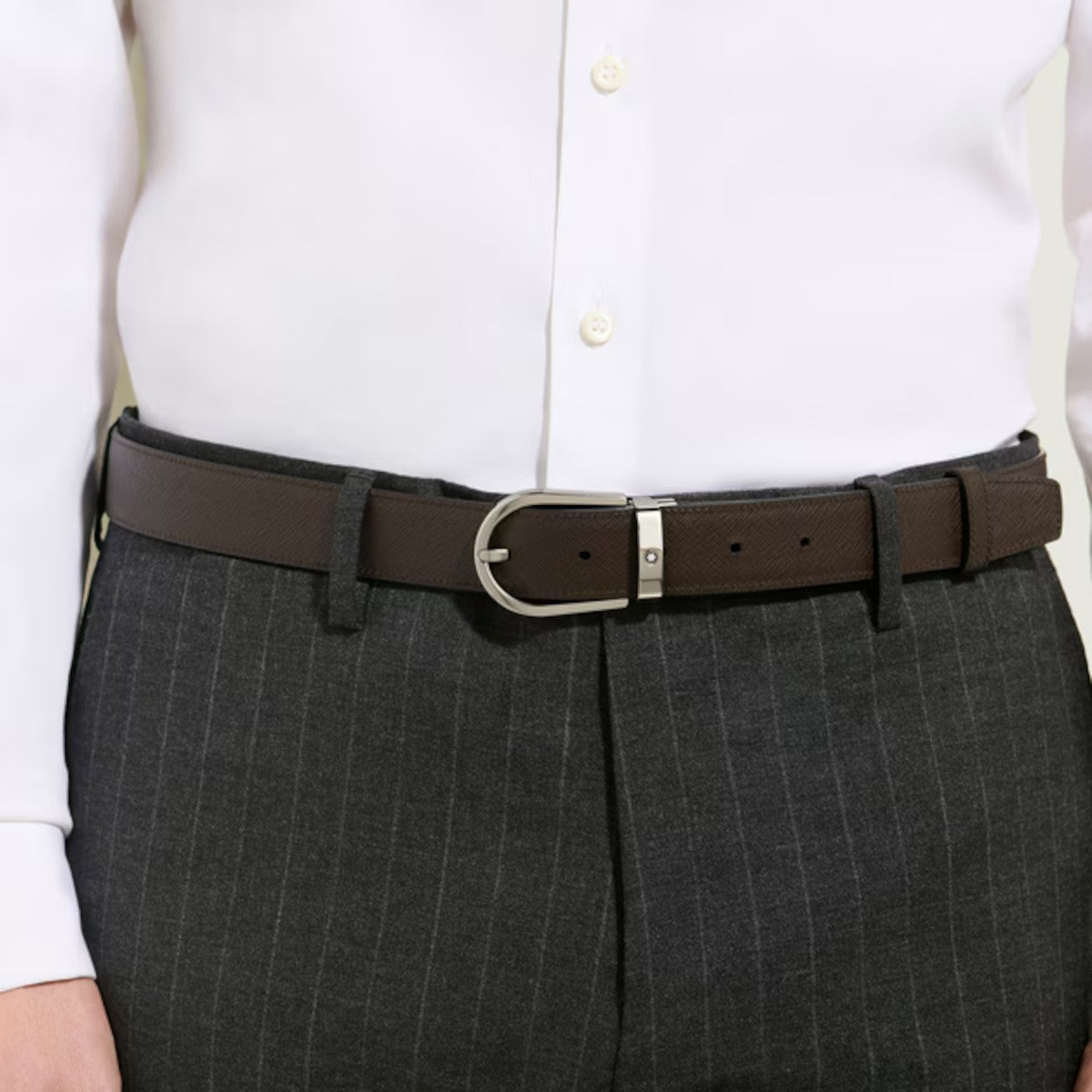 Ceinture hommeMontblancCeinture Réversible Montblanc Fer à Cheval 30 mm en Cuir Sartorial