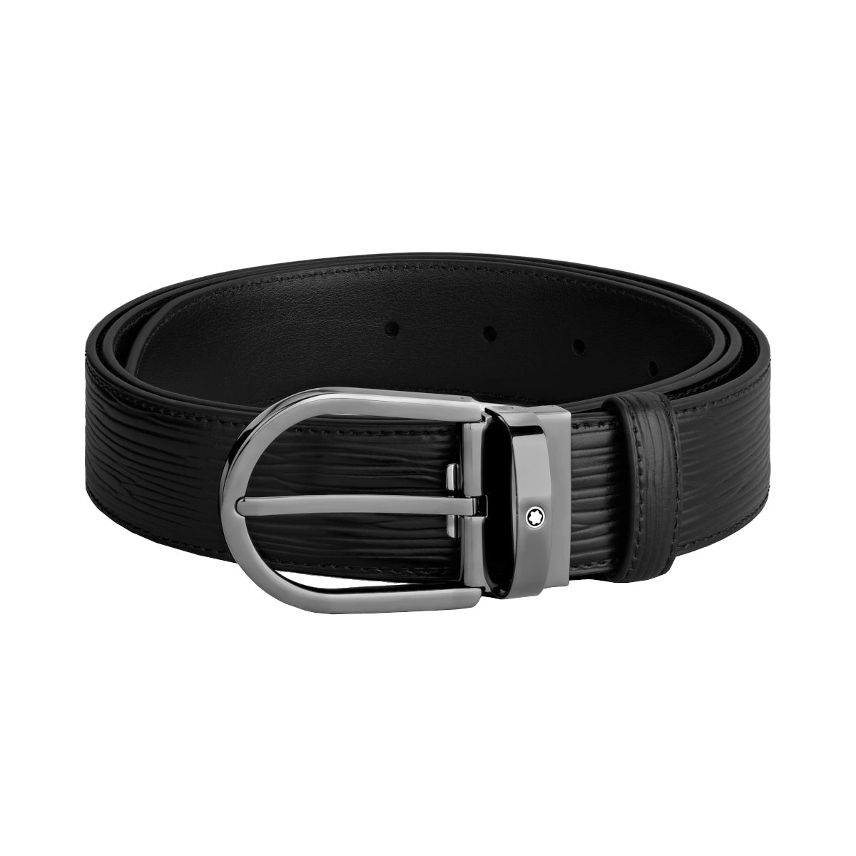 Ceinture hommeMontblancMontblanc Ceinture Montblanc à boucle fer à cheval de 35 mm en cuir noir
