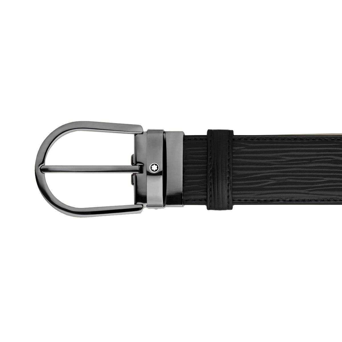 Ceinture hommeMontblancMontblanc Ceinture Montblanc à boucle fer à cheval de 35 mm en cuir noir