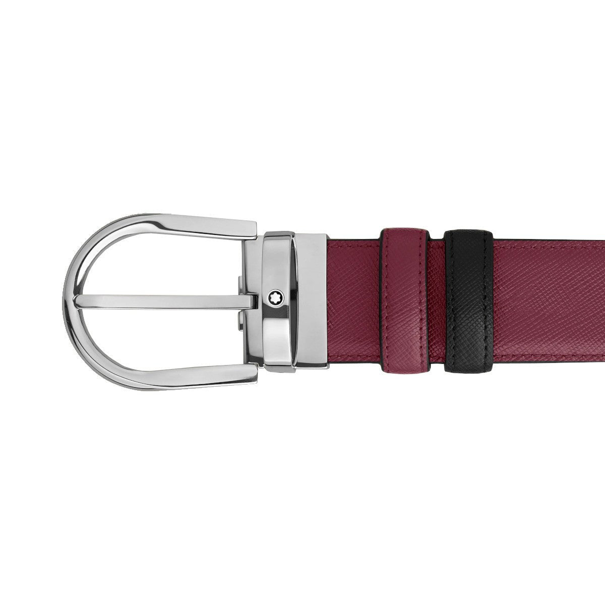 Ceinture hommeMontblancMontblanc Ceinture Montblanc réversible en cuir noir/cassis 35 mm avec boucle en fer à cheval