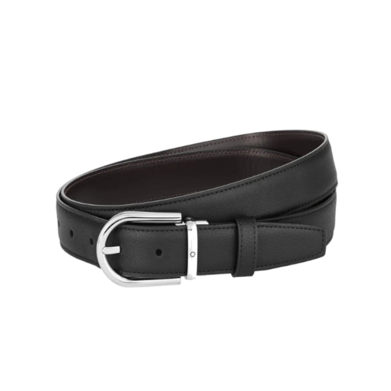 Ceinture hommeMontblancMontblanc Ceinture réversible à boucle fer à cheval de 30 mm en cuir noir/marron