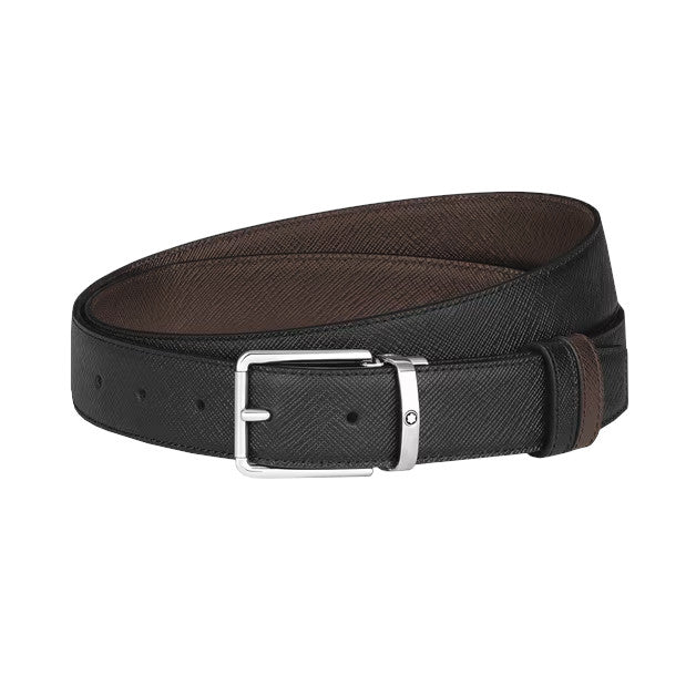 30 mm reversible horseshoe-patterned belt in ebony Montblanc leather Sartorial