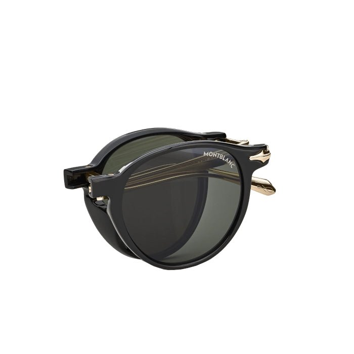 Lunettes de soleilMontblancLunettes de soleil Montblanc pliables ovales à monture injectée noire