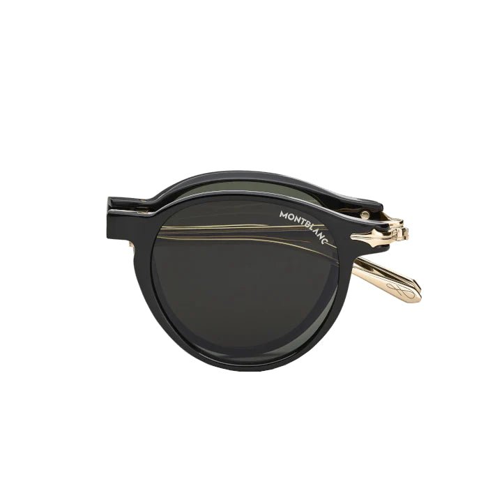 Lunettes de soleilMontblancLunettes de soleil Montblanc pliables ovales à monture injectée noire