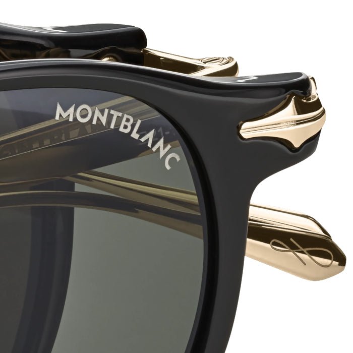 Lunettes de soleilMontblancLunettes de soleil Montblanc pliables ovales à monture injectée noire