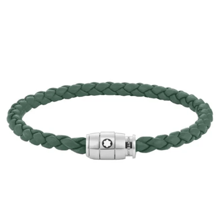 MontblancBracelet à 3 anneaux de la Collection Montblanc Meisterstücken acier et cuir, gris d'étainS