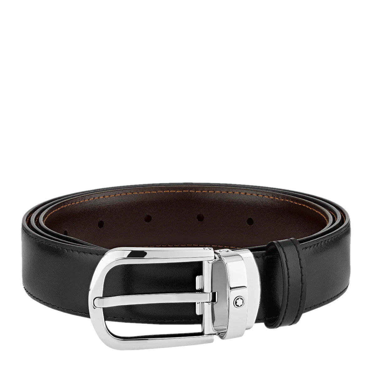 MontblancMontblanc Ceinture réversible à boucle fer à cheval de 30 mm en cuir noir/marron