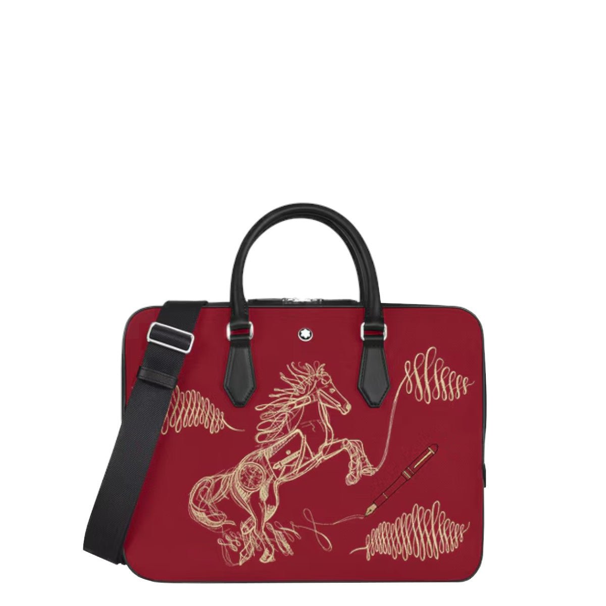 Porte - documentsMontblancPorte - Documents du Cheval en Gabardine Brodée Montblanc