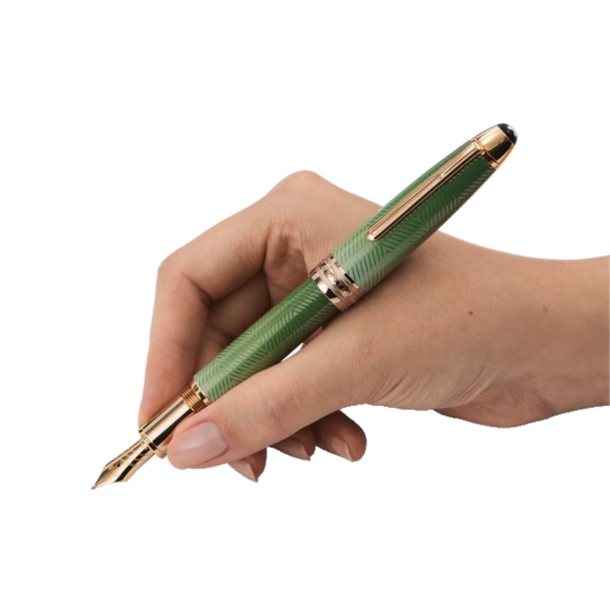 RollerballMontblancStylo plume Montblanc Incurvée Meisterstück Calligraphy Solitaire Celadon Dégradé