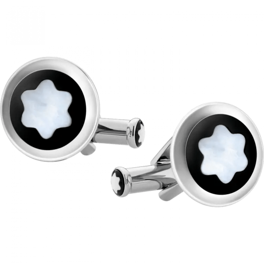 Montblanc silver and black cufflinks