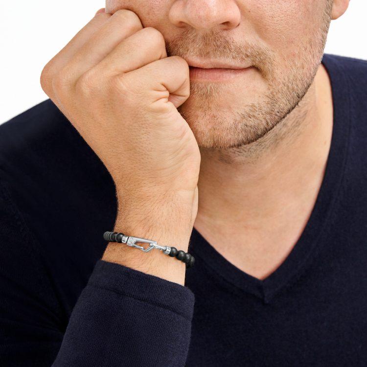 Bracelet hommeMontblancBracelet homme Montblanc Wrap Me en perle d'onyxS