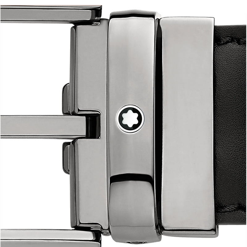 Ceinture hommeMontblancCeinture à boucle fer à cheval de 35 mm en cuir noir