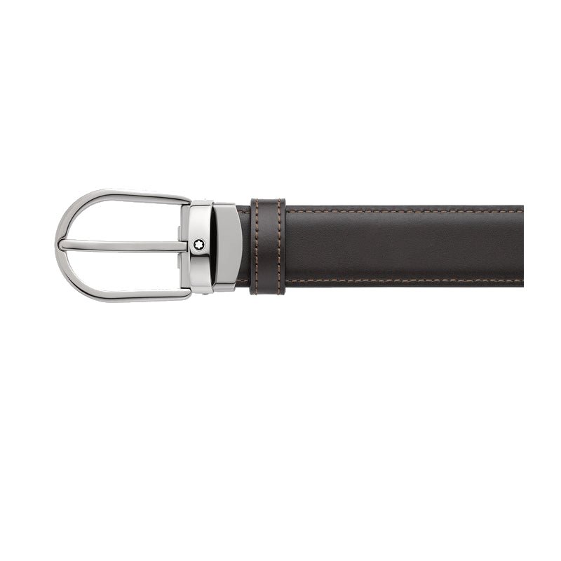 Ceinture hommeMontblancCeinture réversible à boucle fer à cheval de 30 mm en cuir noir/marron
