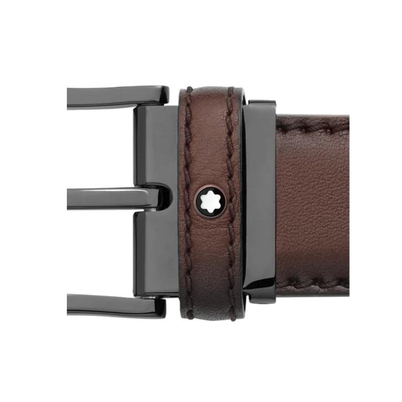 Ceinture hommeMontblancMontblanc Ceinture à boucle ardillon arrondie en acier inoxydable mat et revêtement PVD noir