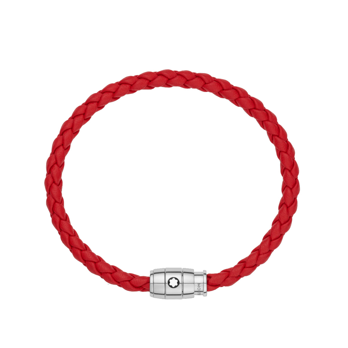 Bracelet en acier et cuir rouge avec fermeture à 3 anneaux