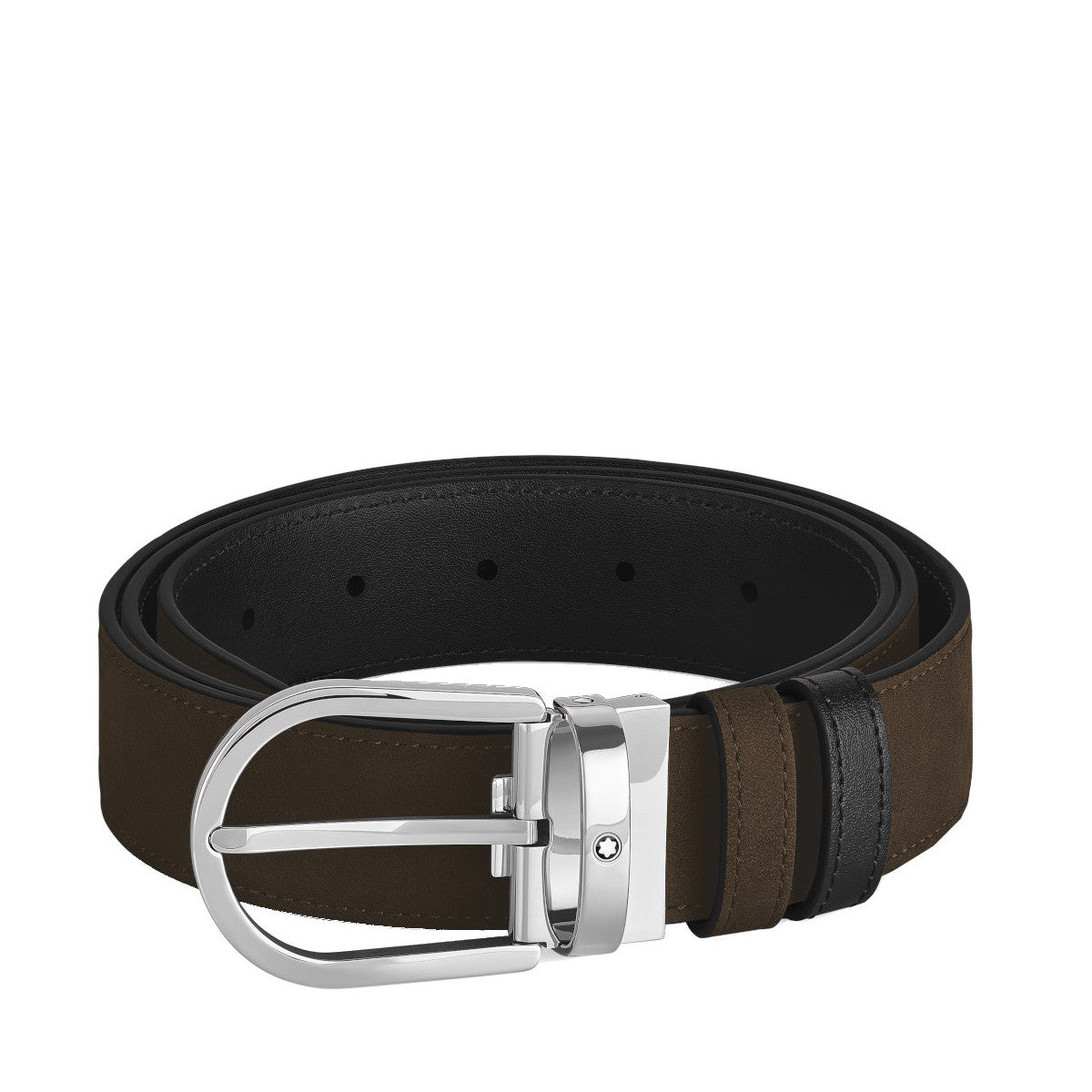 Montblanc Horseshoe Reversible Belt 35 mm in Black Suede 