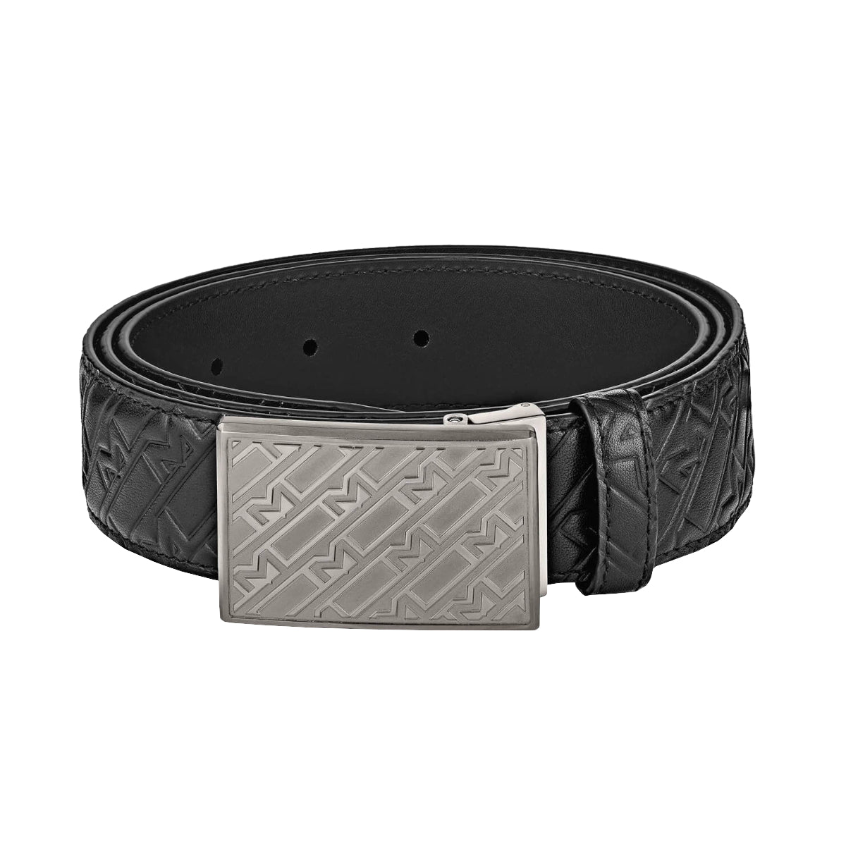 Ceinture boucle rectangulaire Montblanc 35 mm en cuir noir