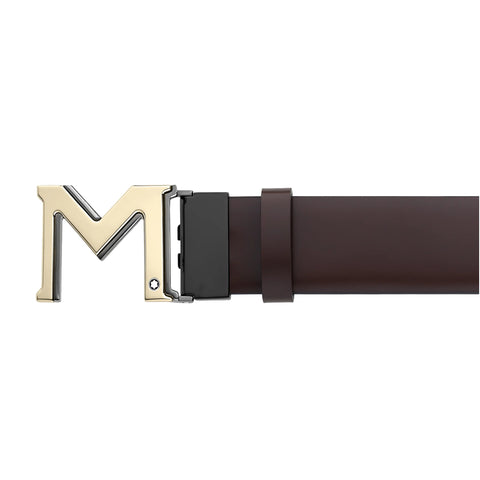 Ceinture réversible à boucle M de 35mm en cuir Marron/Gris