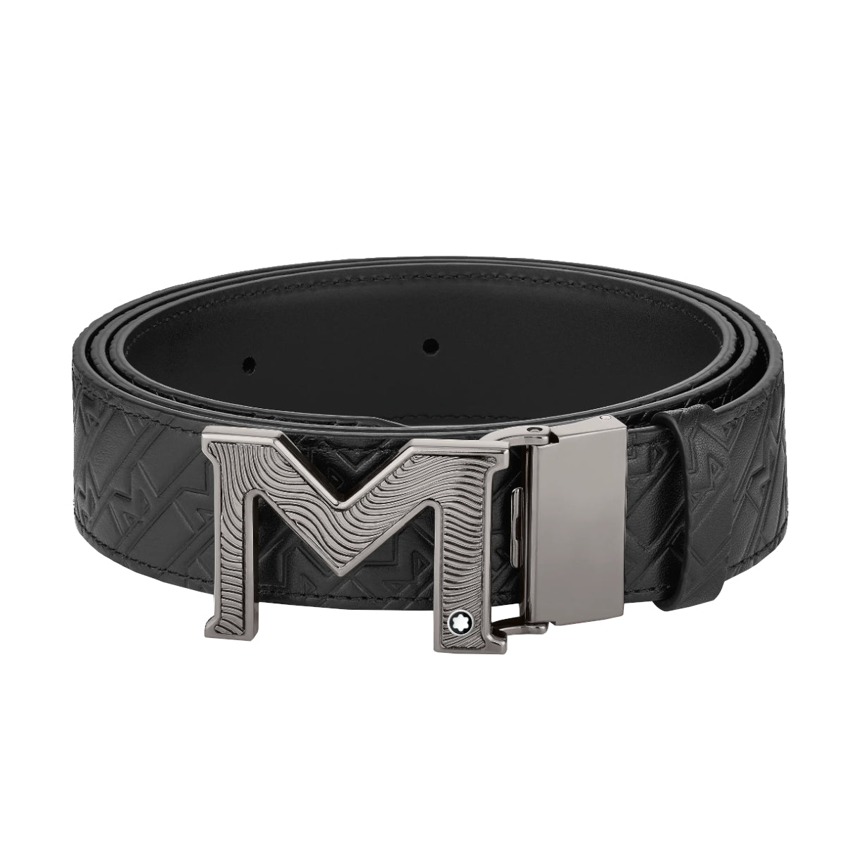 Ceinture réversible à boucle M de 35 mm en cuir noir/noir