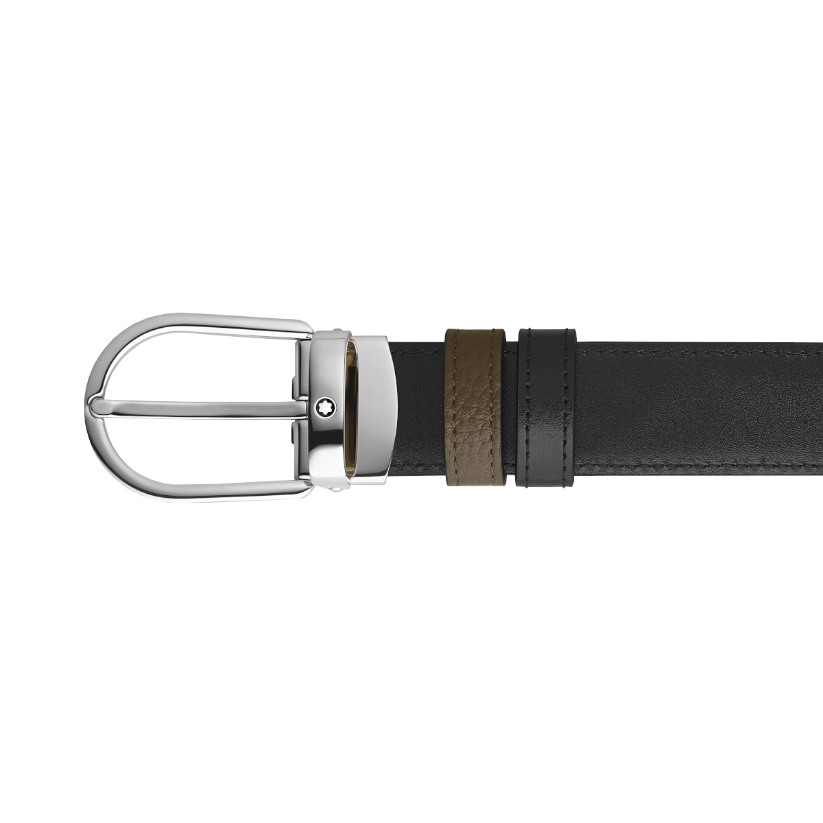 Cintura reversibile Horseshoe 30 mm Montblanc granulata verde 