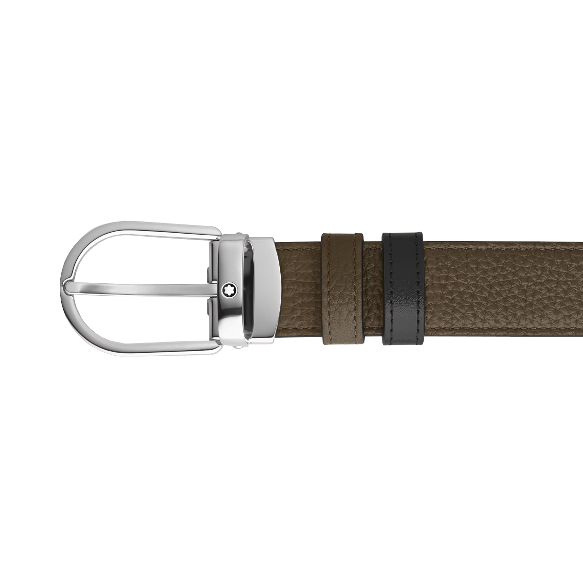 Cintura reversibile Horseshoe 30 mm Montblanc granulata verde 
