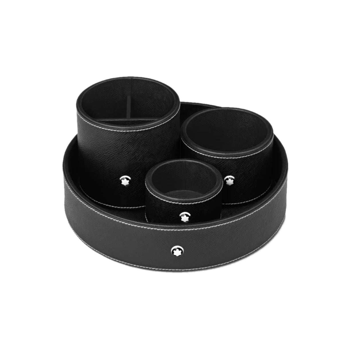 Accessoire de bureauMontblancPlateau de bureau rond en cuir noir Montblanc (grand)
