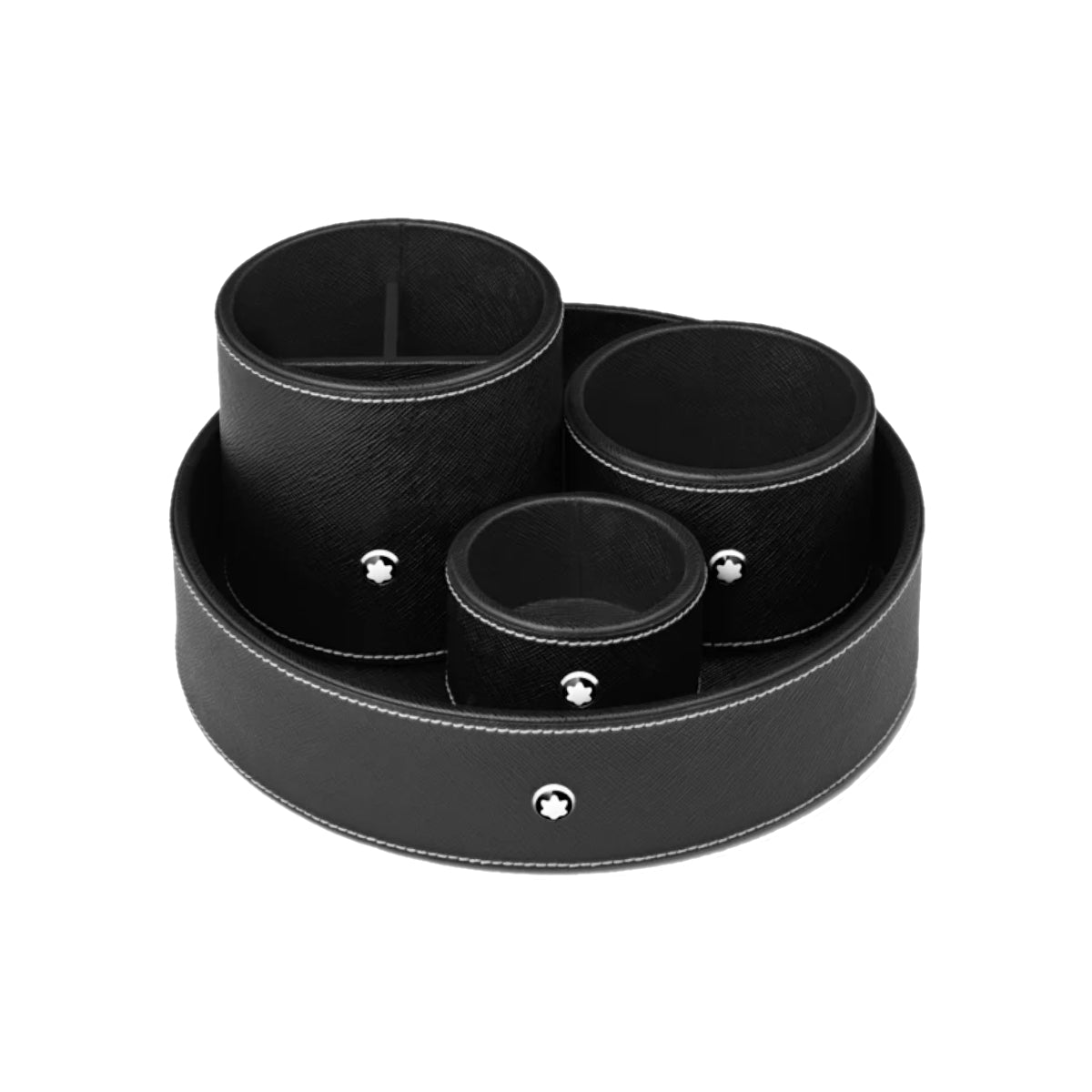 Accessoire de bureauMontblancPlateau de bureau rond en cuir noir Montblanc (moyen)