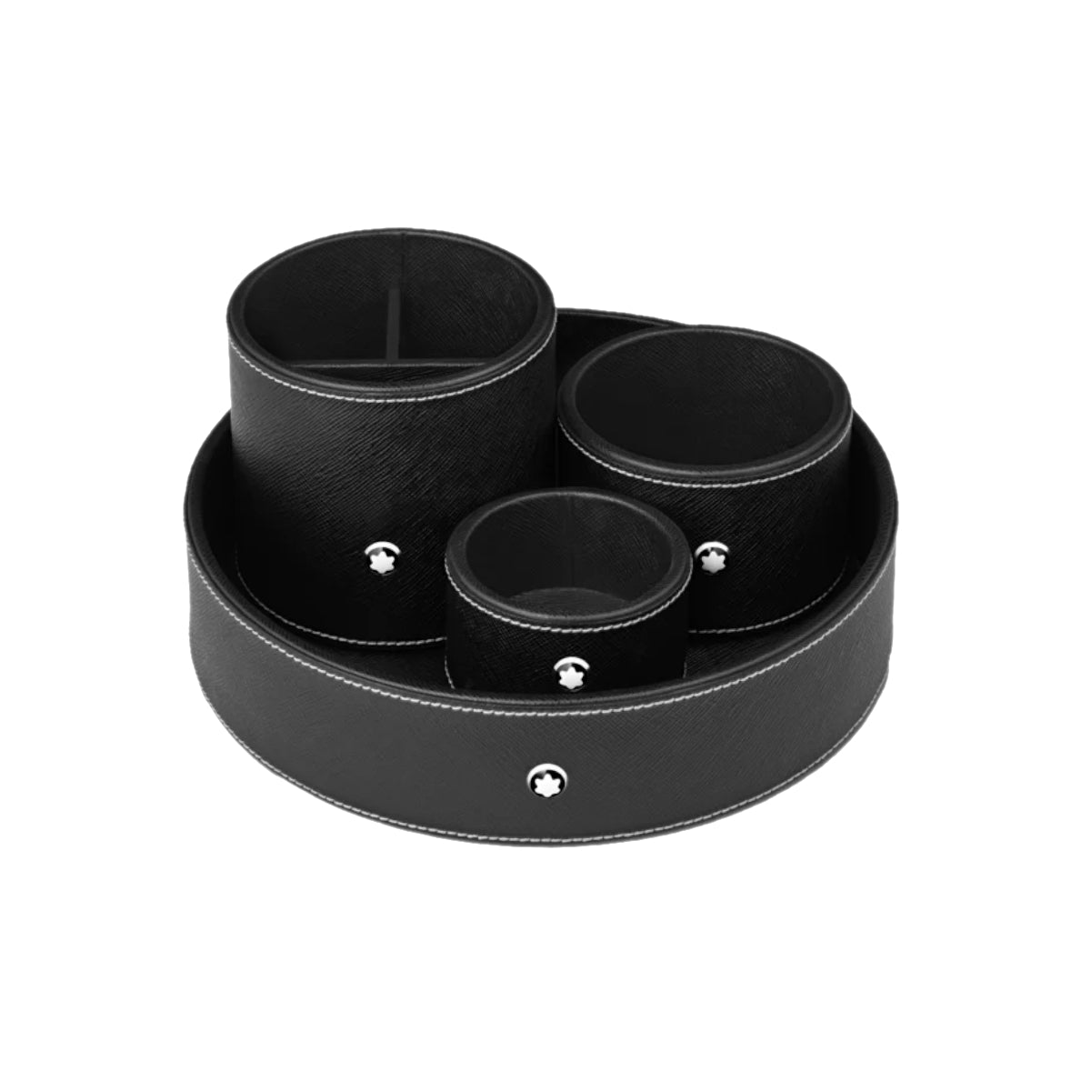 Accessoire de bureauMontblancPlateau de bureau rond en cuir noir Montblanc (petit)
