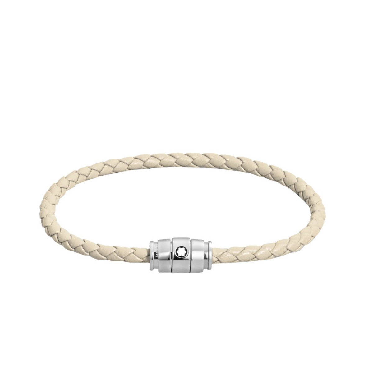 Bracelet hommeMontblancBracelet acier 3 anneaux Collection Meisterstück en cuir beige nuageS